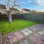 Private back garden with patio in Milton Keynes rental property